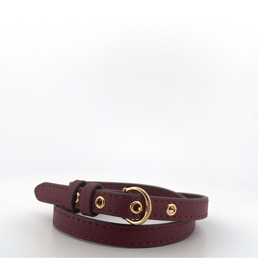 Coach Burgundy Leather Bracelet with Gold Accents - Picture 3 of 4